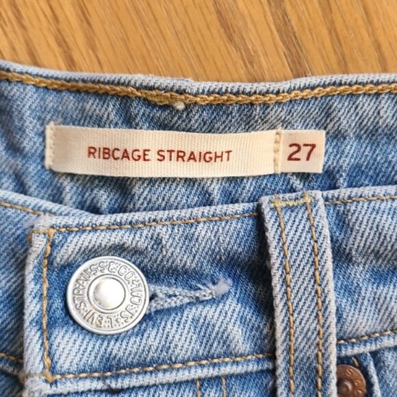 NEW! LEVI'S RIBCAGE STRAIGHT ANKLE JEANS HIGH RISE BUTTON FLY STRETCH DENIM 27 - Picture 6 of 7